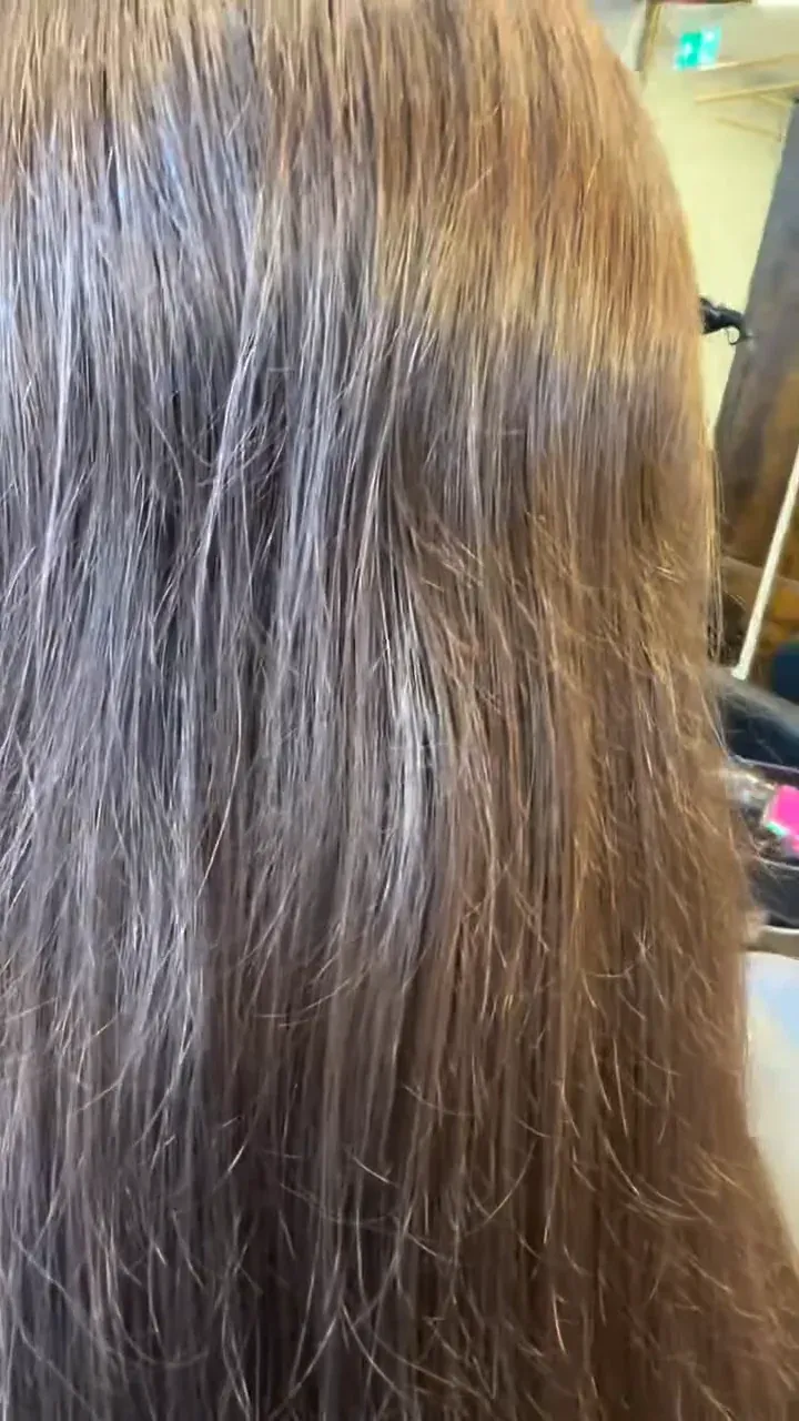 Hair before treatment: frizzy lengths